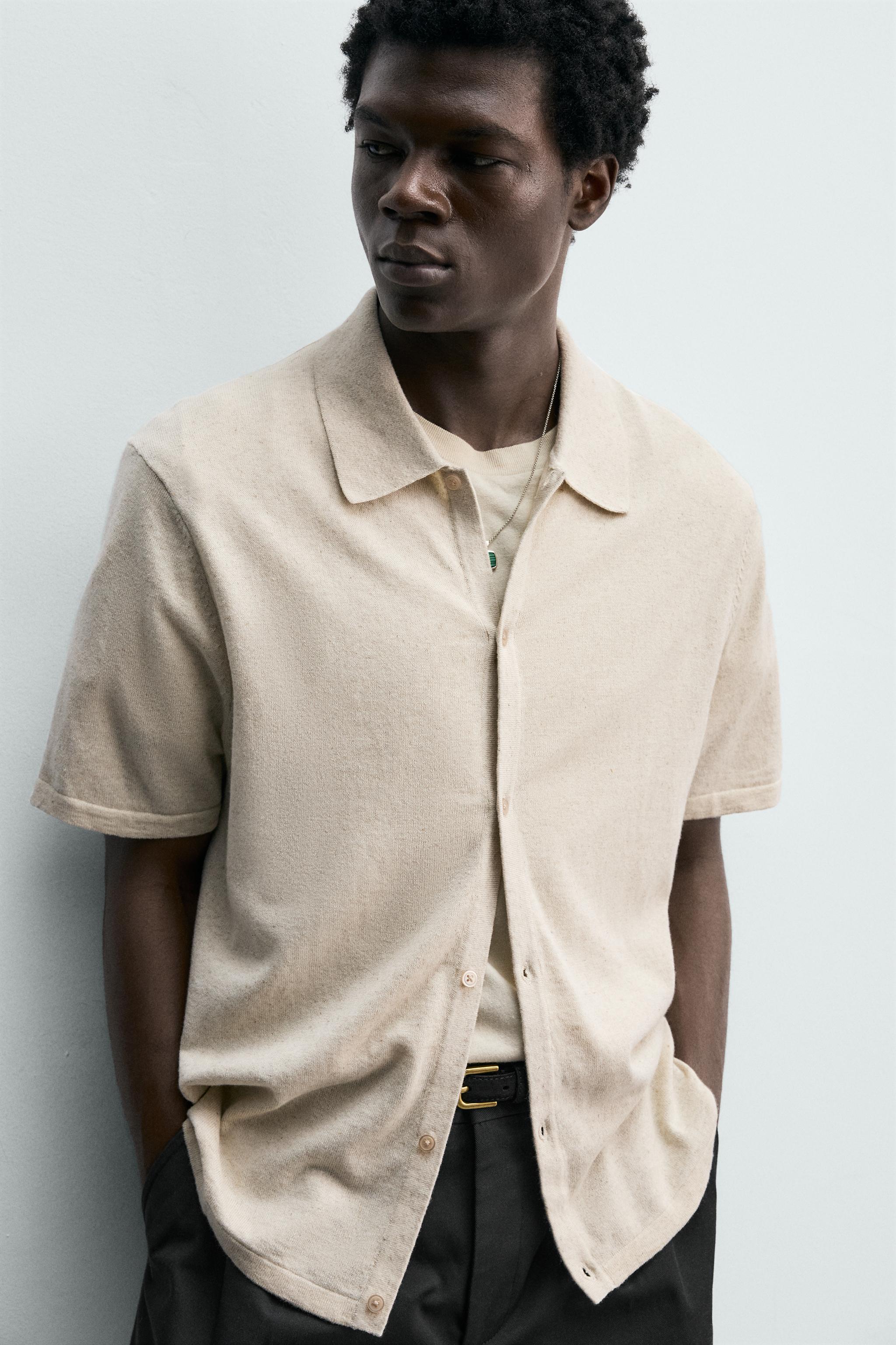 COTTON LINEN BLEND KNIT SHIRT